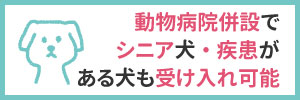 動物病院併設でシニア犬・疾患がある犬も受け入れ可能